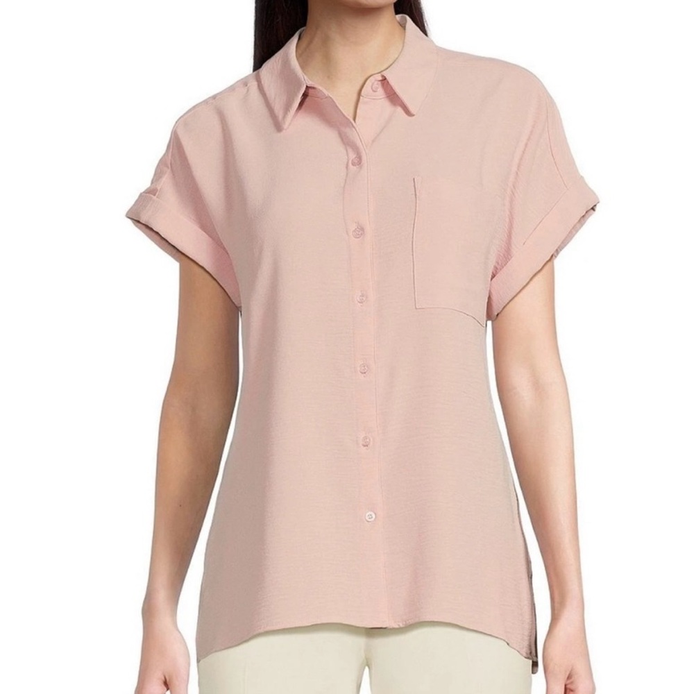 Women's Calvin Klein Pink Button-Up Blouse